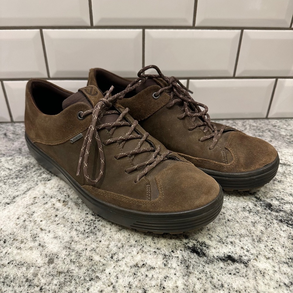 ECCO Mens 43 Soft 7‎ Tred GTX Sneakers Brown Waterproof Suede Gore-Tex Gorpcore